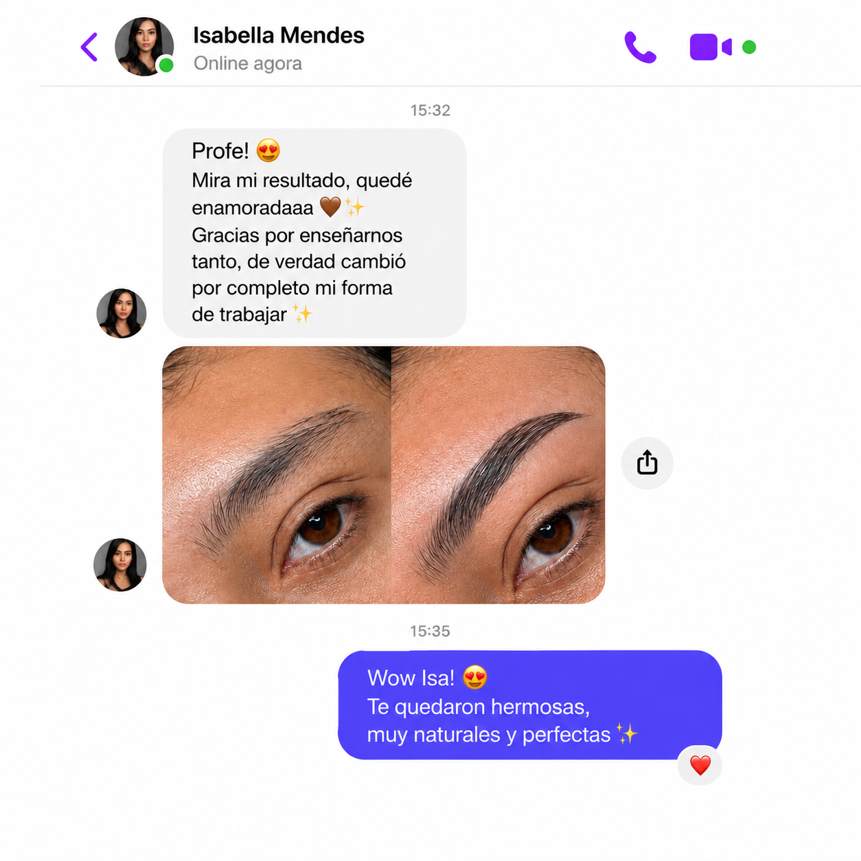 Resultado alumna — micropigmentación cejas